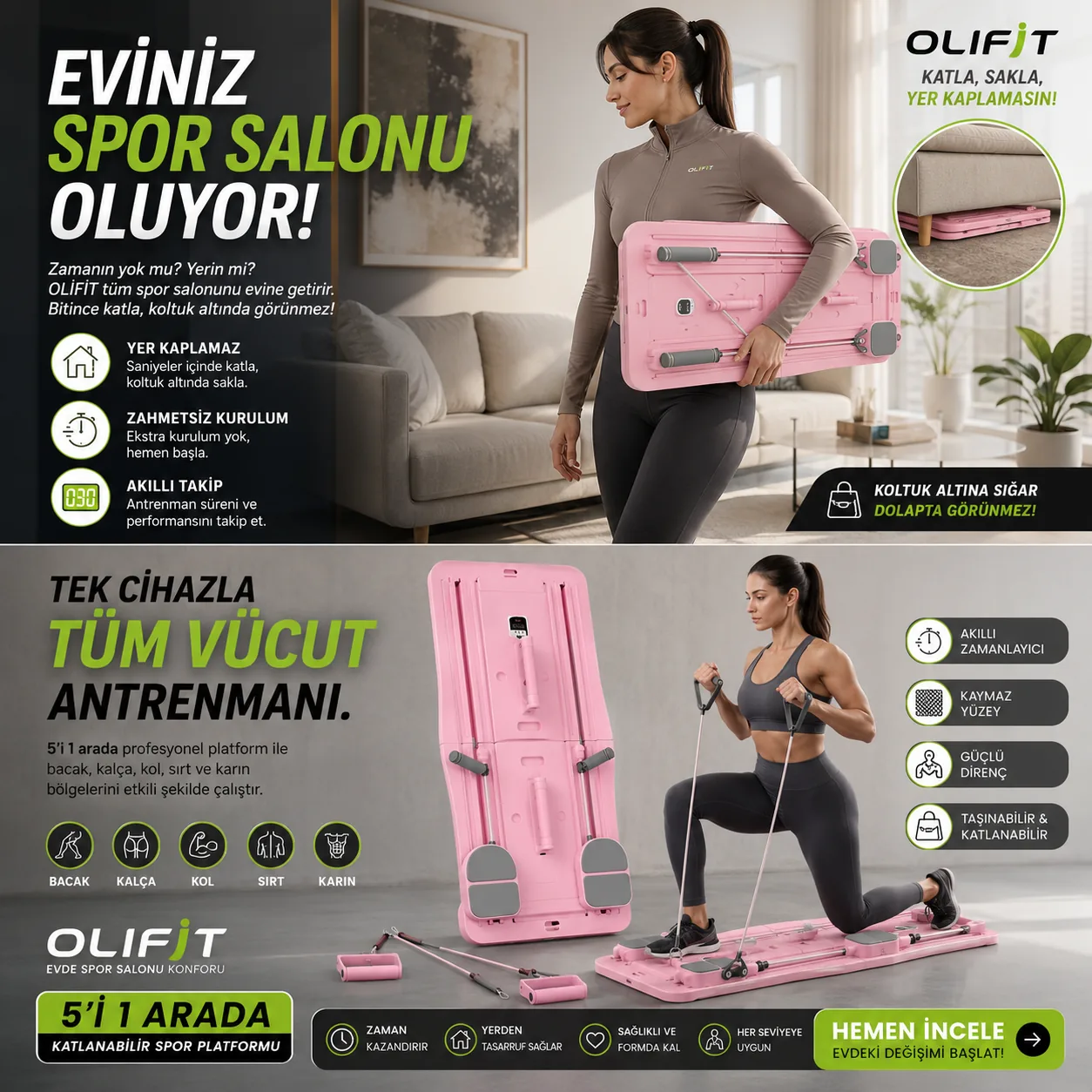 OLİFİT pembe platform ile antrenman